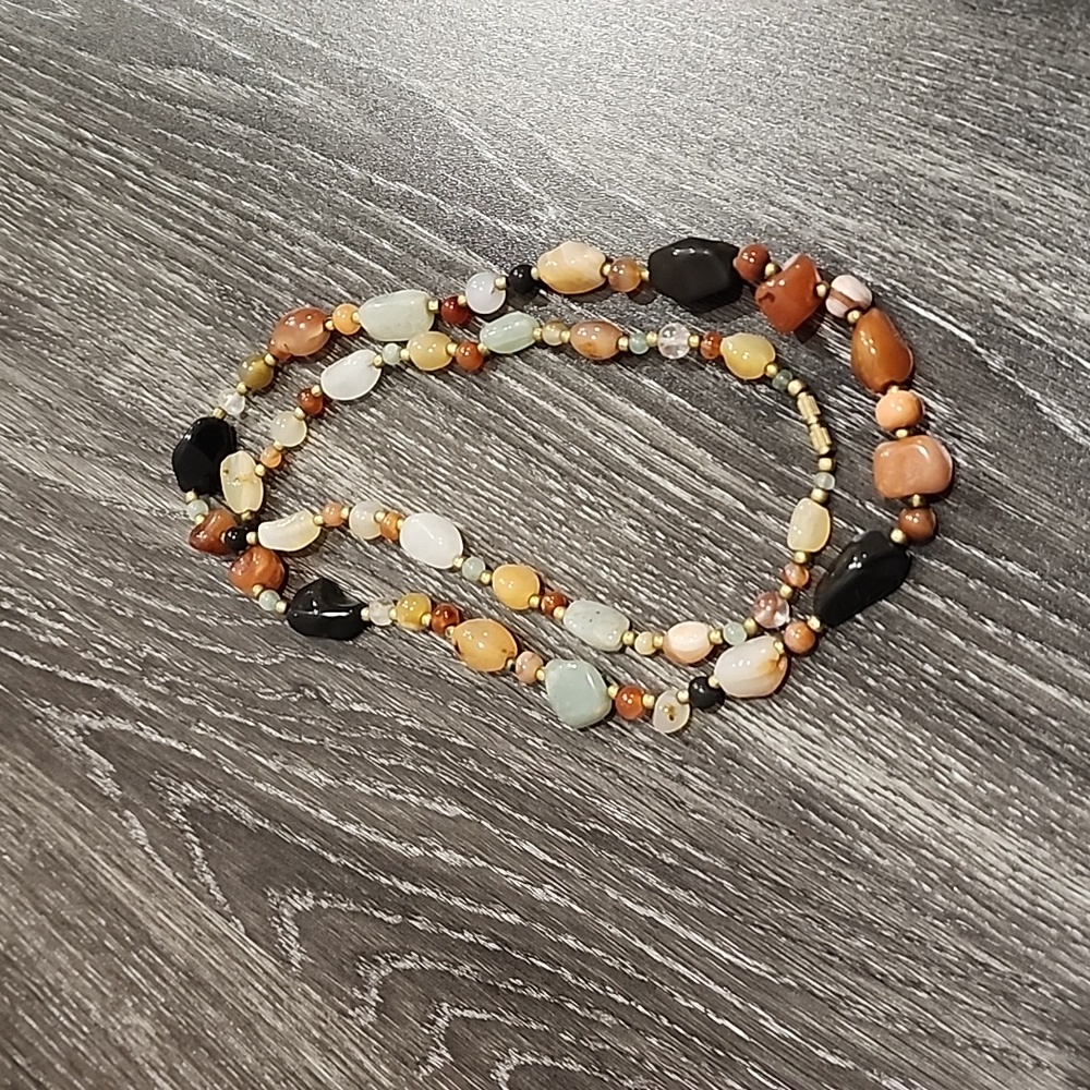 Vintage Natural Stones Statement Long Necklace